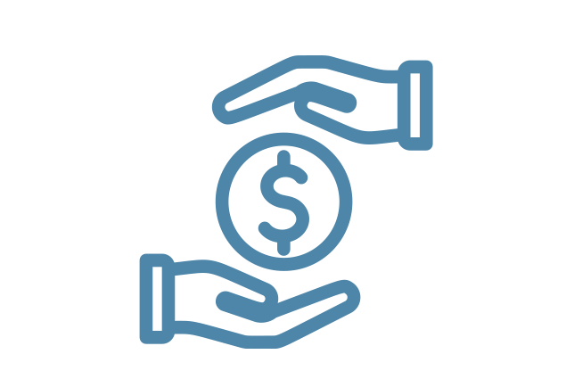 icon of dollar sign supported by hands above and below