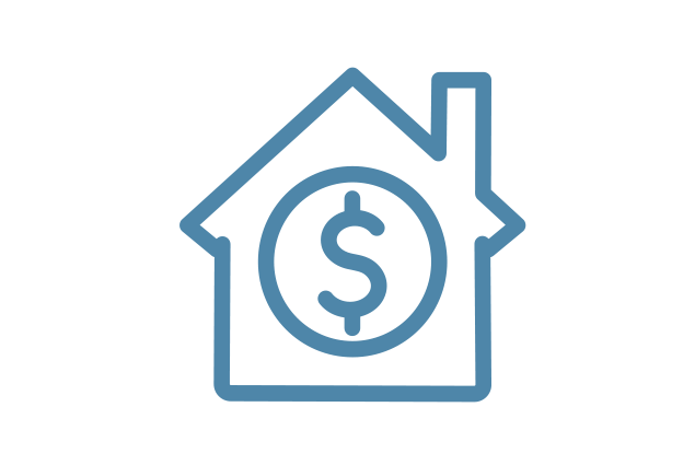 icon that displays house with dollar sign that represents on-demand, low-cost liquidity